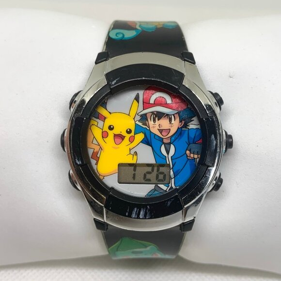 Pokemon Accessories - Pokémon kids flashing lights digital watch black tone 36mm round case running